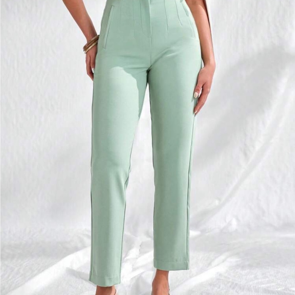 Zara Light Green Straight Leg Pants